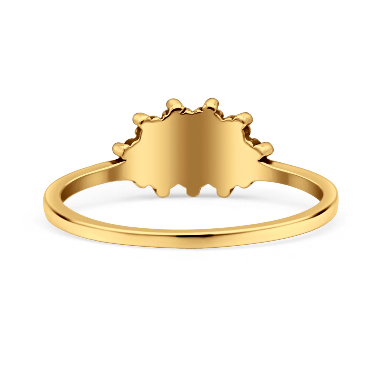 Half  Crescent Moon Ring Lab Created Opal 925 Sterling Silver