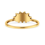 Half  Crescent Moon Ring Lab Created Opal 925 Sterling Silver