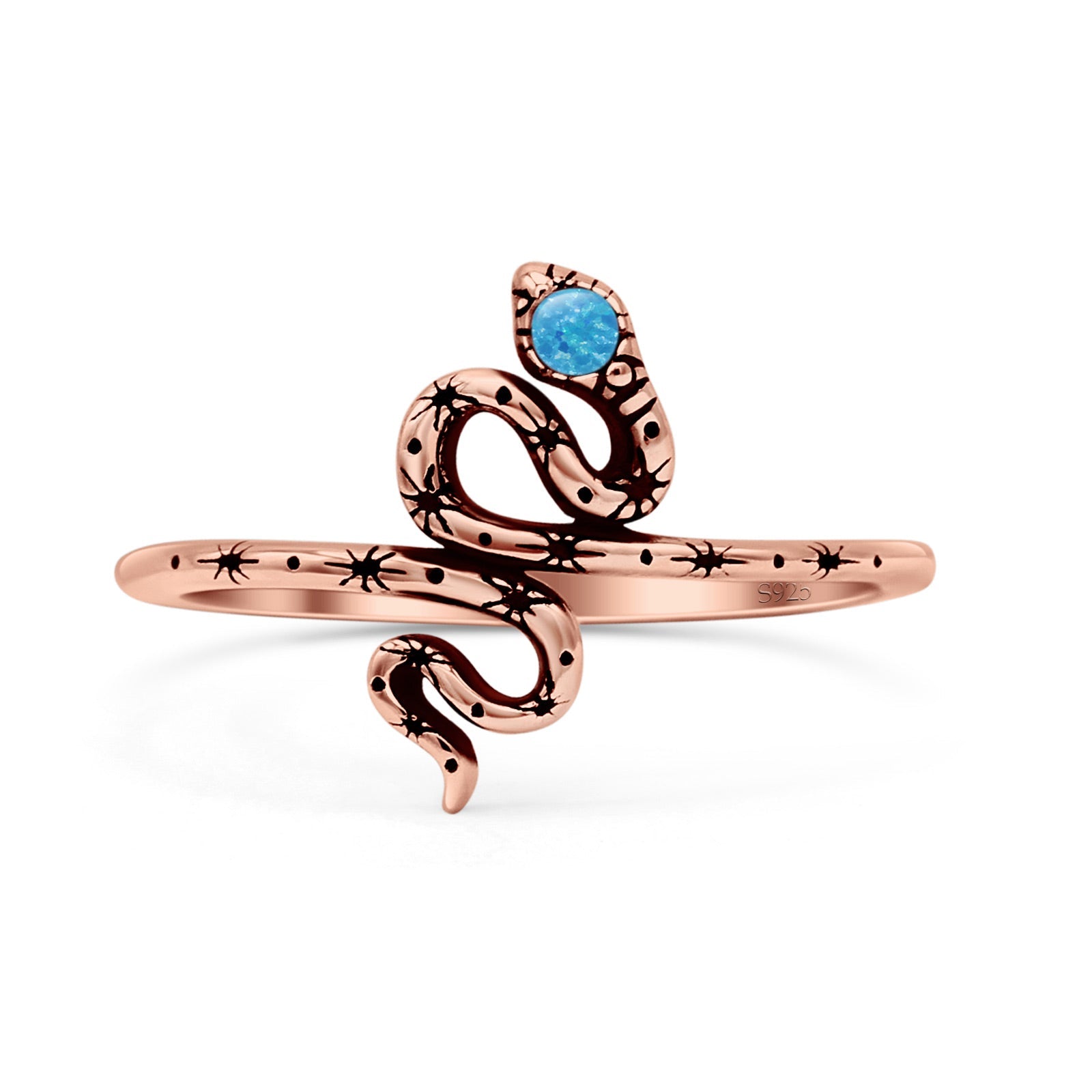 Snake Oxidized Thumb Ring Trendy Statement Fashion Ring Lab Created Opal 925 Sterling Silver