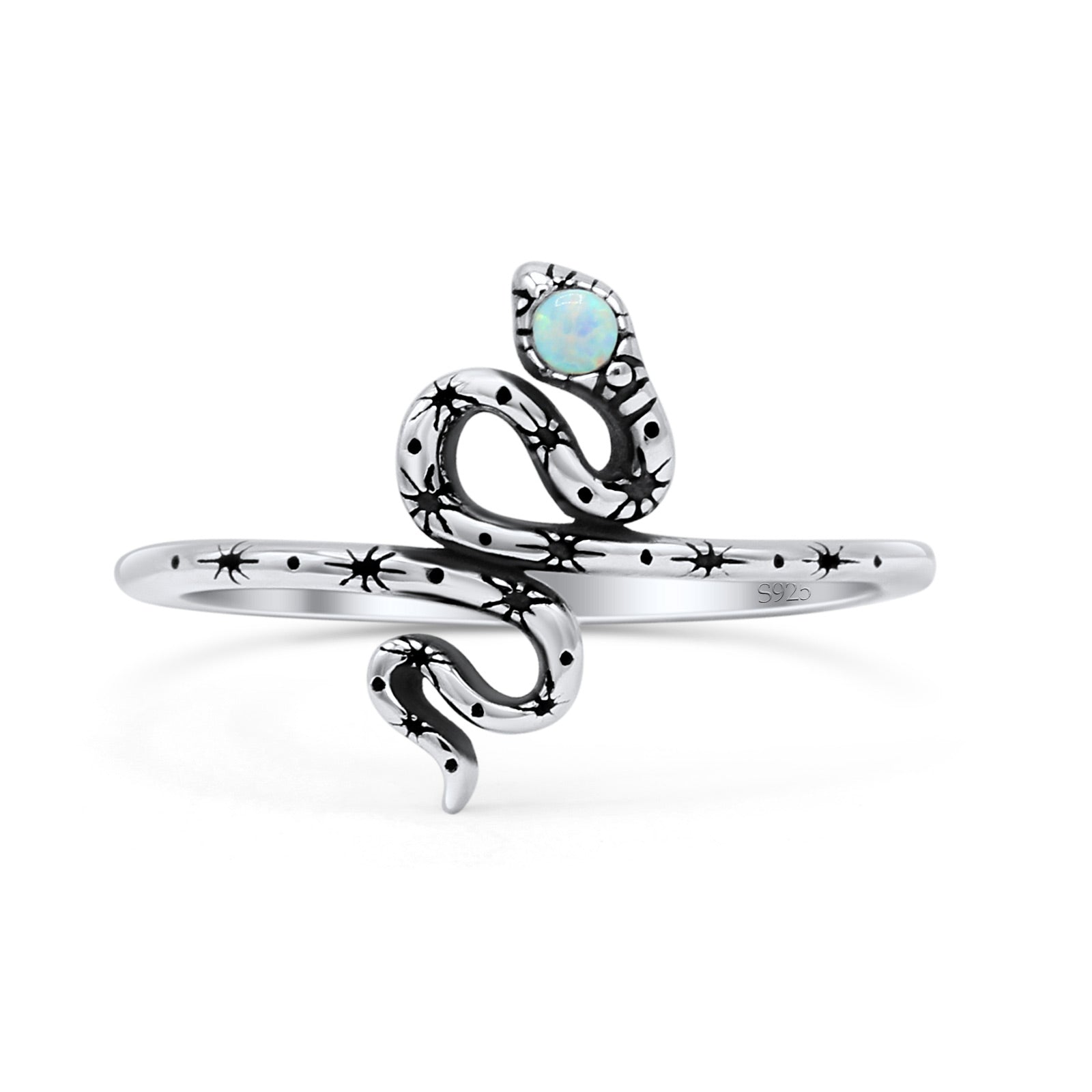 Snake Oxidized Thumb Ring Trendy Statement Fashion Ring Lab Created Opal 925 Sterling Silver