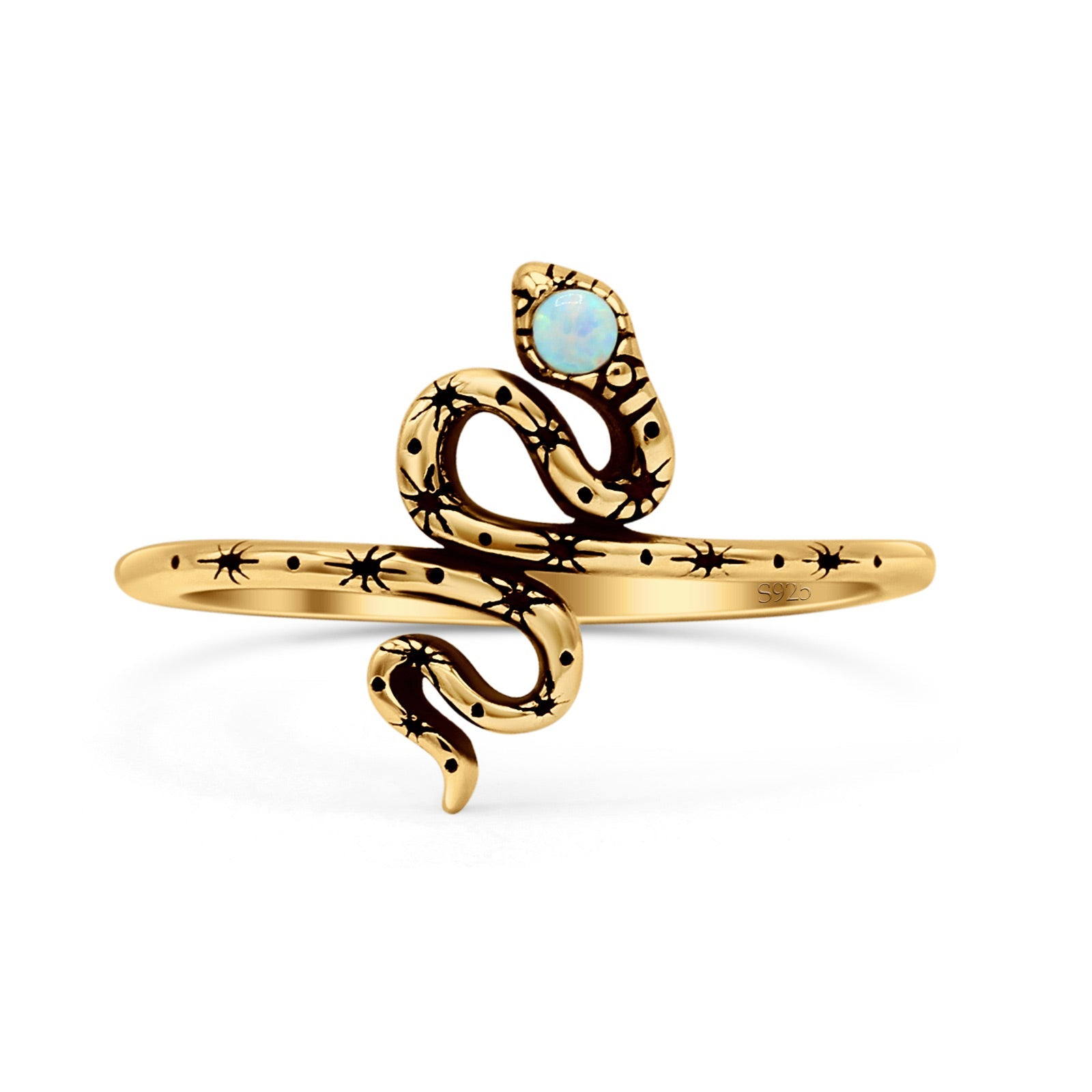 Snake Oxidized Thumb Ring Trendy Statement Fashion Ring Lab Created Opal 925 Sterling Silver