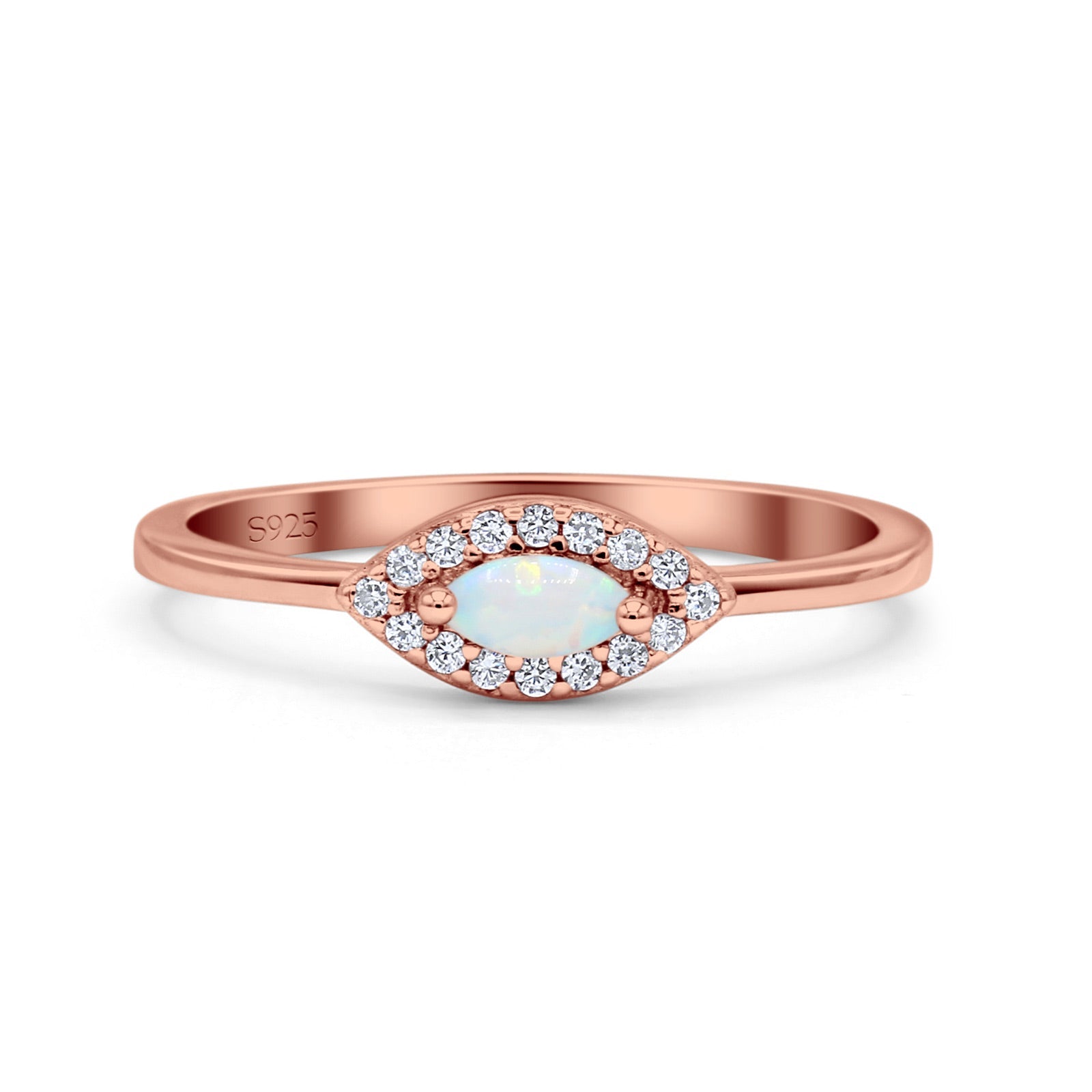 Eye Rhodium Plated Thumb Ring Trendy Statement Fashion Ring Lab Created Opal 925 Sterling Silver