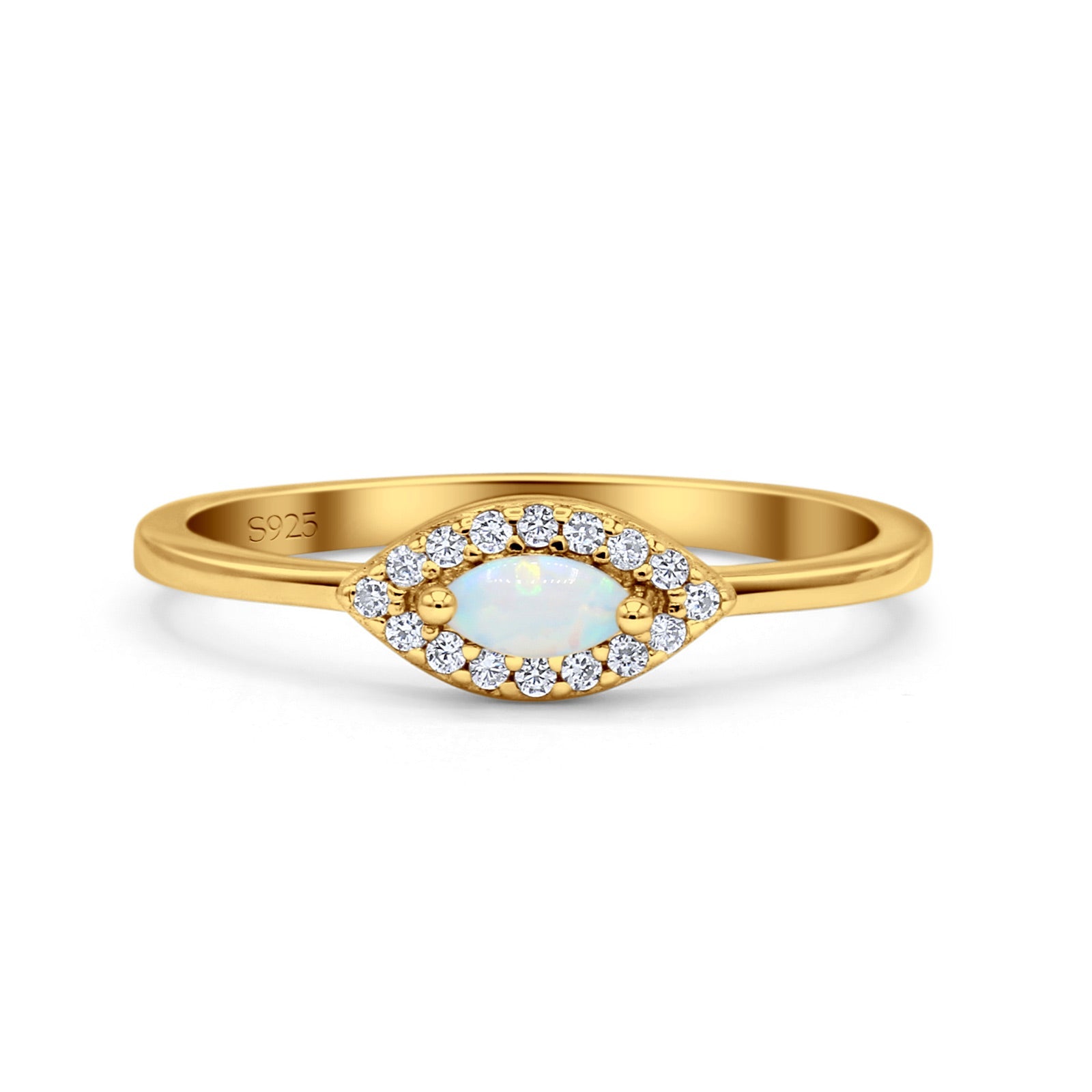 Eye Rhodium Plated Thumb Ring Trendy Statement Fashion Ring Lab Created Opal 925 Sterling Silver