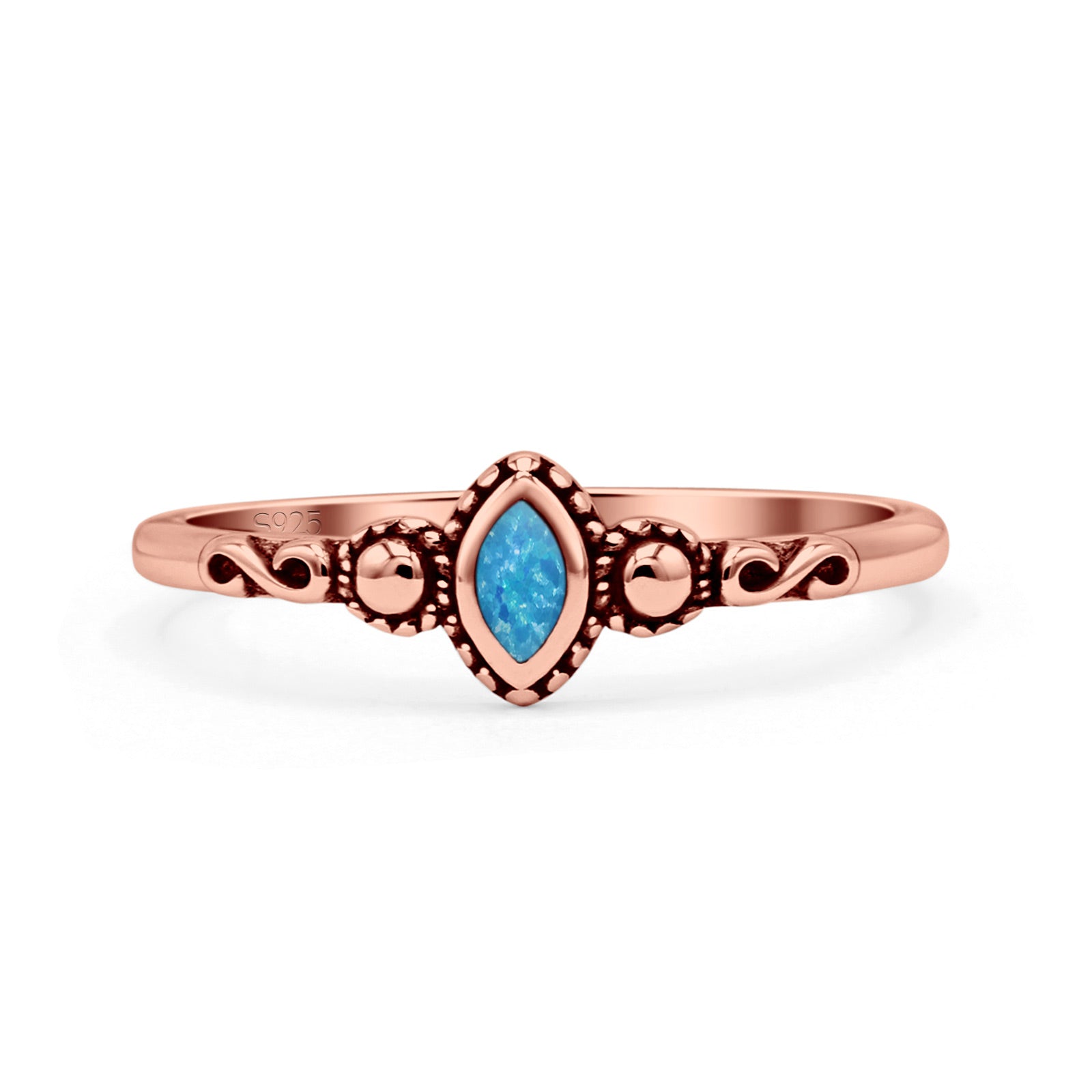Marquise Oxidized Thumb Ring Statement New Fashion Ring Lab Created Opal 925 Sterling Silver