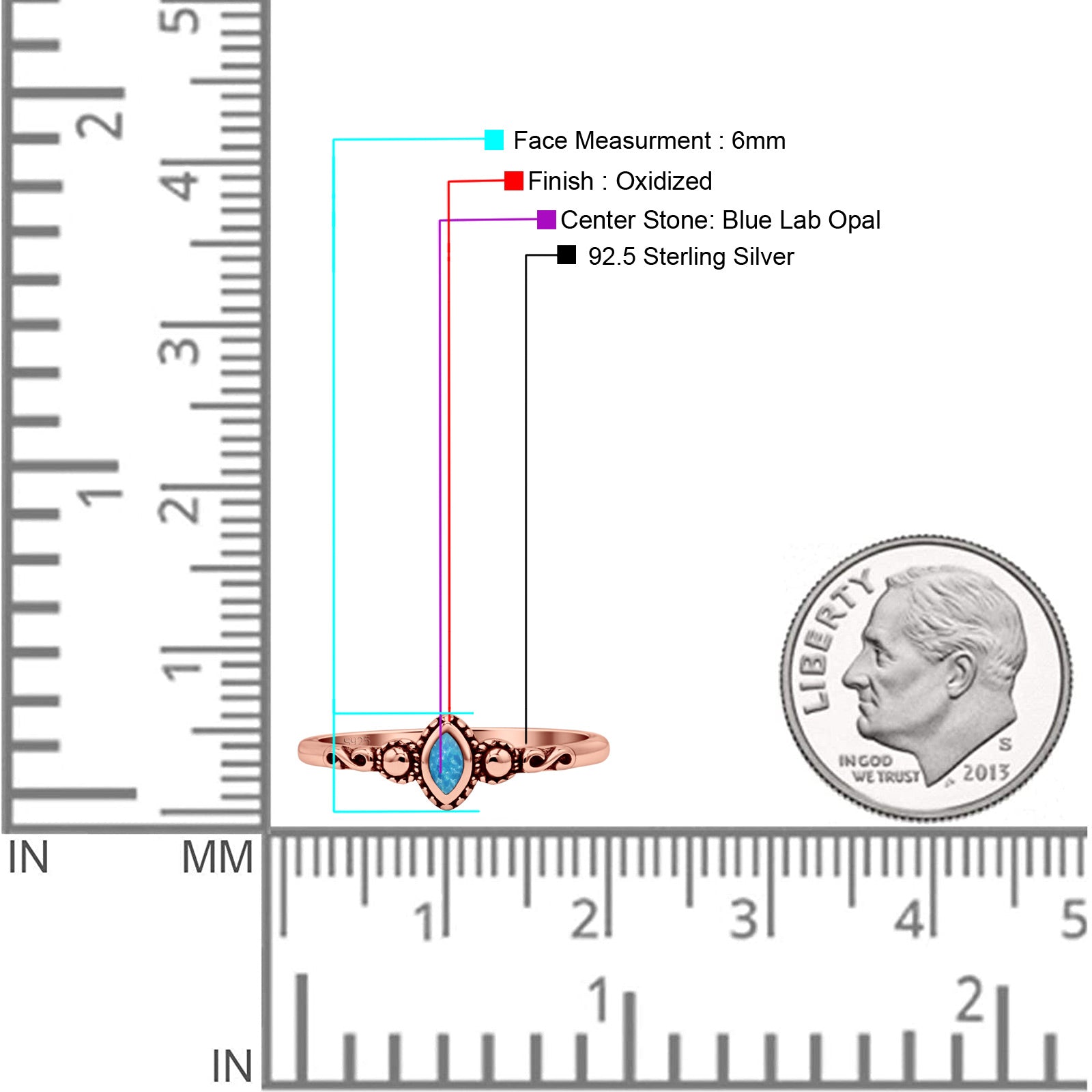 Marquise Oxidized Thumb Ring Statement New Fashion Ring Lab Created Opal 925 Sterling Silver