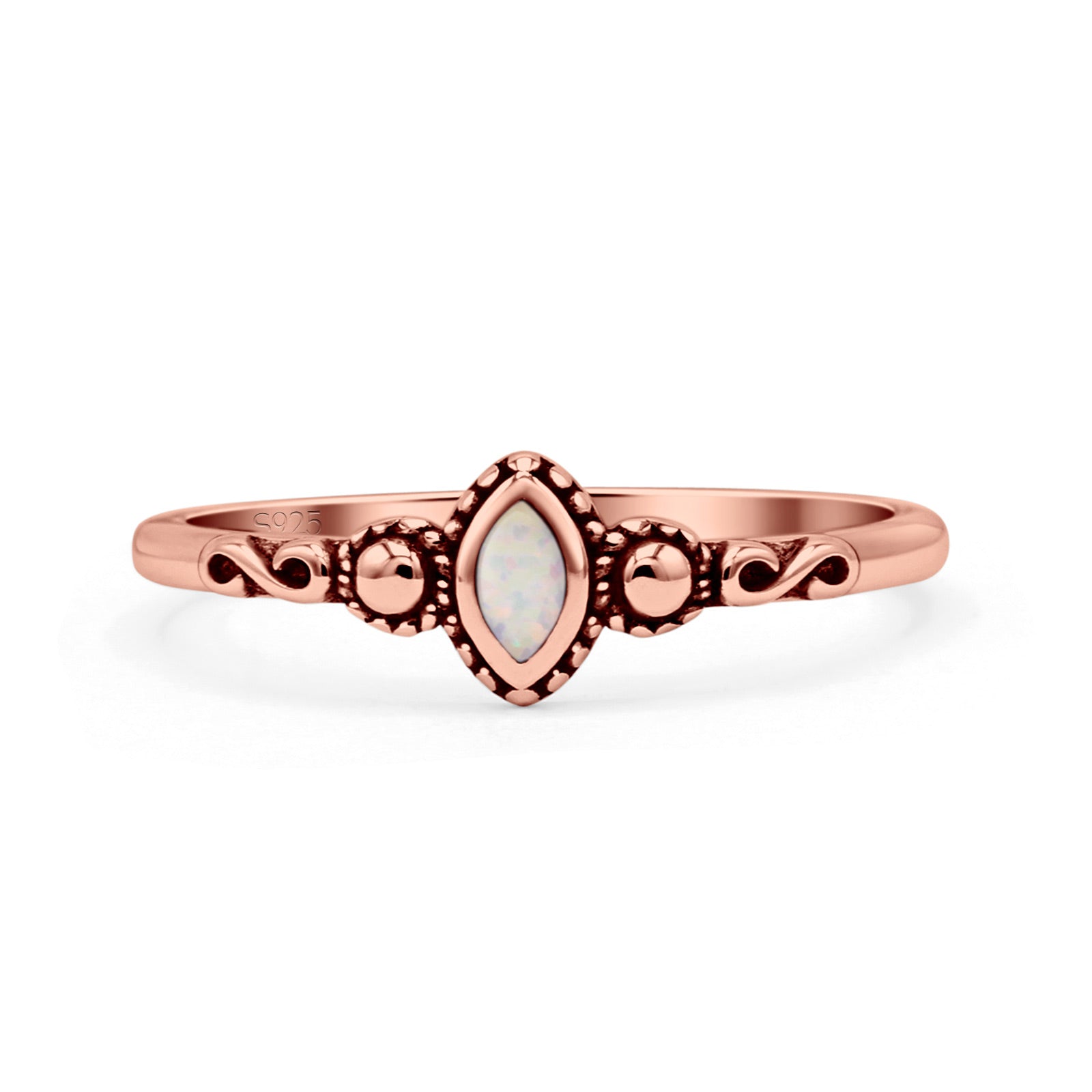 Marquise Oxidized Thumb Ring Statement New Fashion Ring Lab Created Opal 925 Sterling Silver