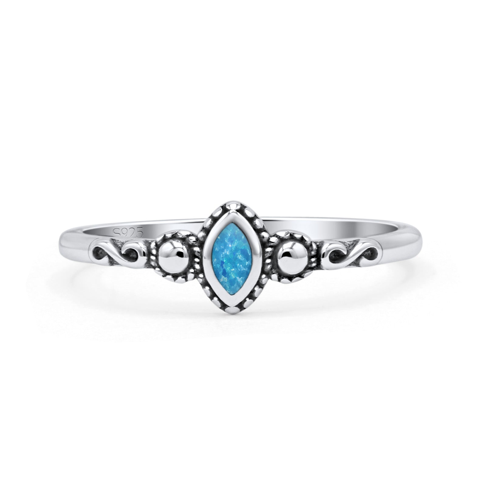 Marquise Oxidized Thumb Ring Statement New Fashion Ring Lab Created Opal 925 Sterling Silver