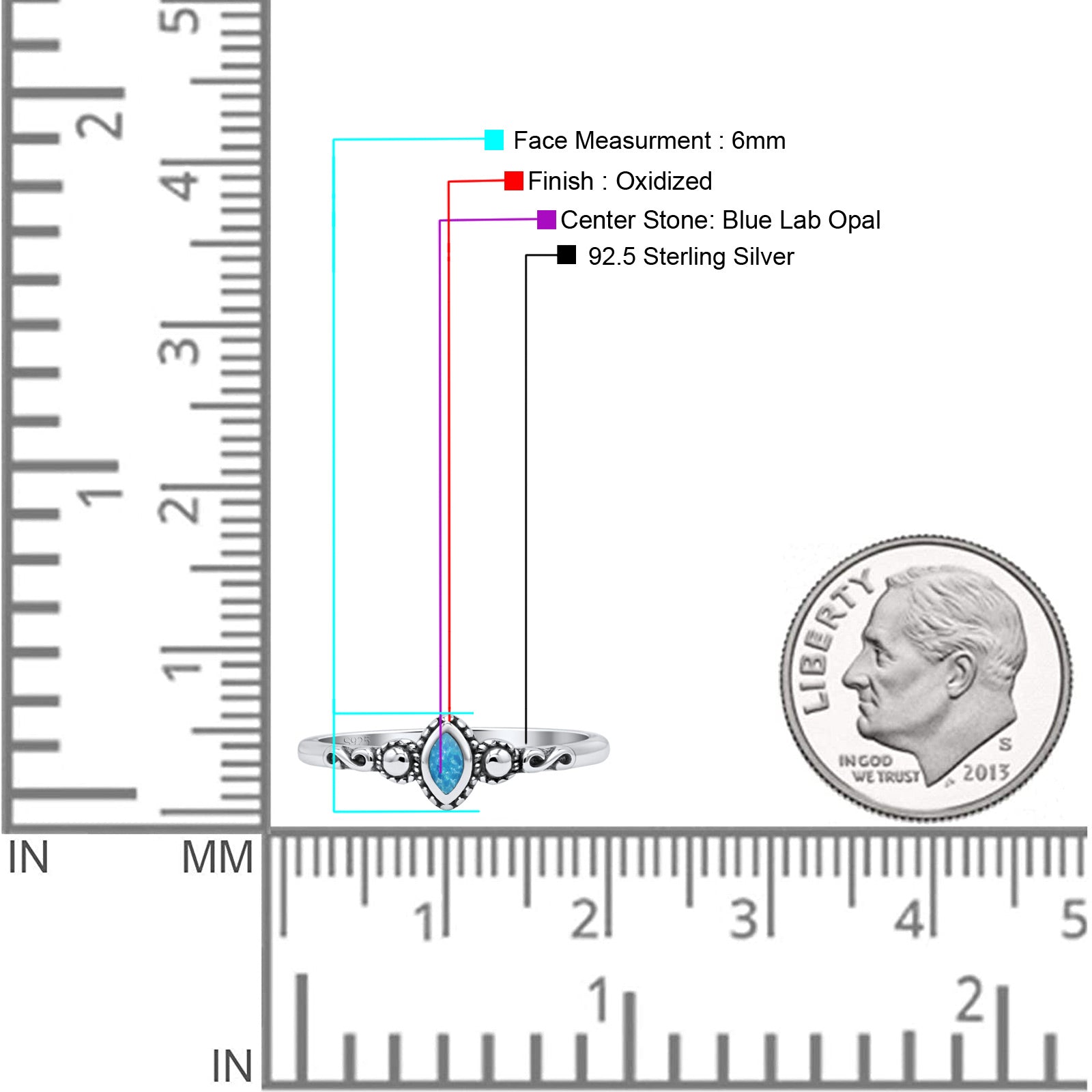 Marquise Oxidized Thumb Ring Statement New Fashion Ring Lab Created Opal 925 Sterling Silver