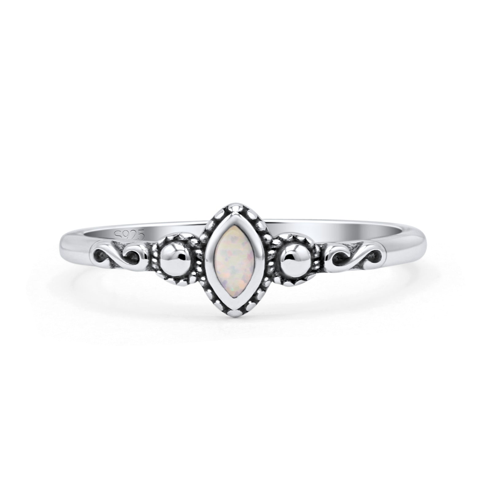 Marquise Oxidized Thumb Ring Statement New Fashion Ring Lab Created Opal 925 Sterling Silver