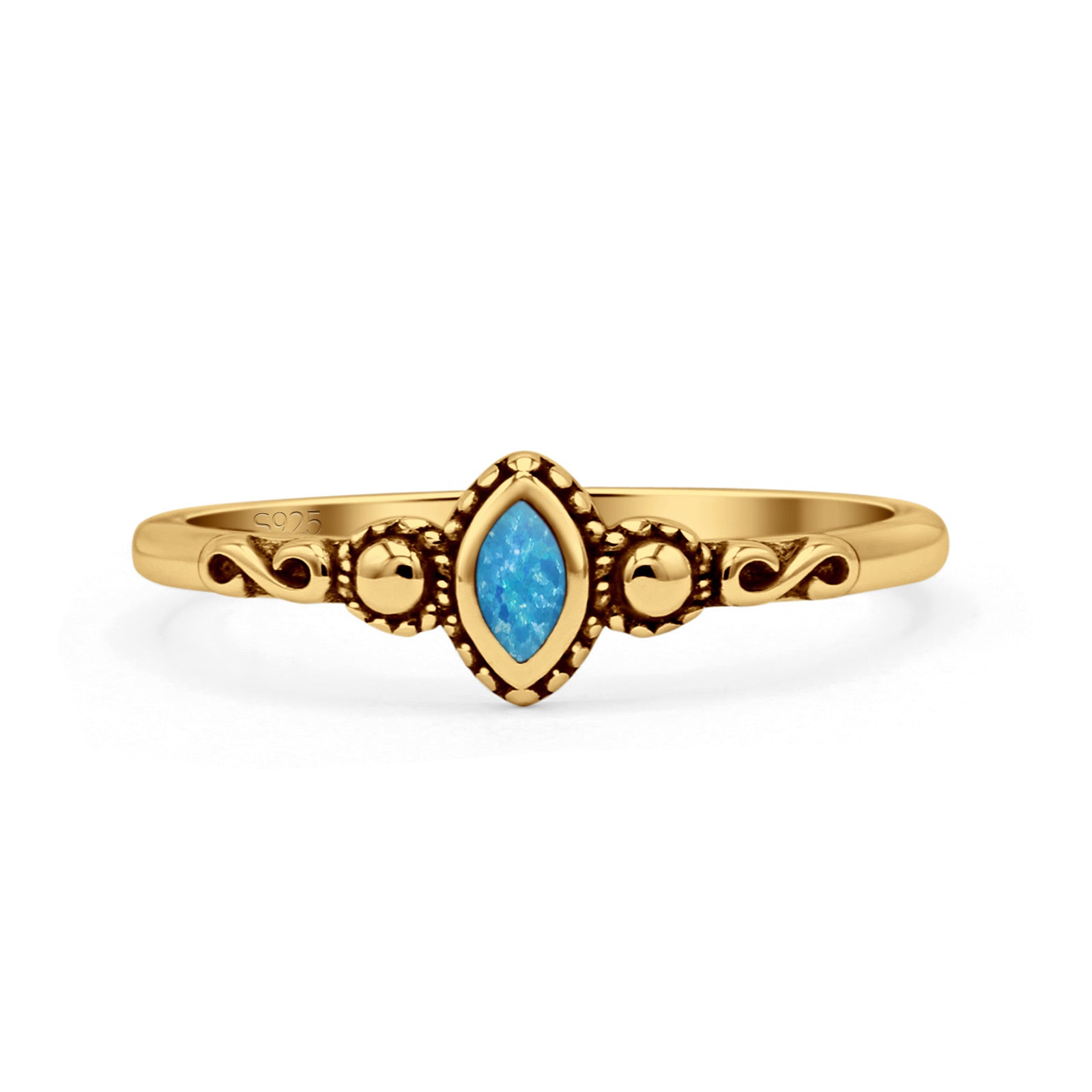 Marquise Oxidized Thumb Ring Statement New Fashion Ring Lab Created Opal 925 Sterling Silver
