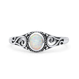 Filigree Oval Oxidized Thumb Ring New Statement Fashion Ring Lab Created Opal 925 Sterling Silver