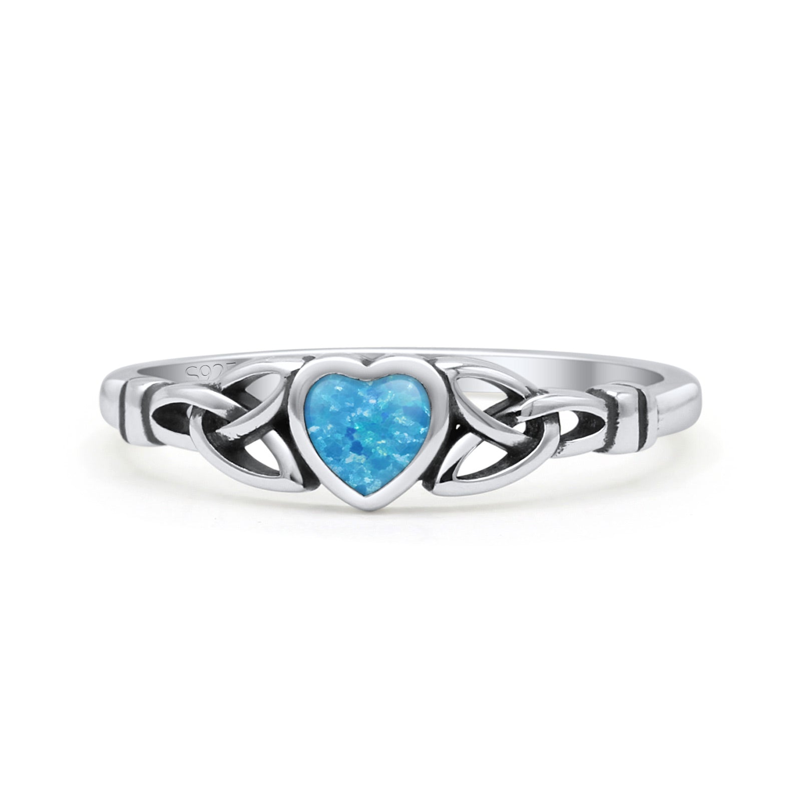 Celtic Heart Oxidized Thumb Ring Statement Fashion Ring Lab Created Opal 925 Sterling Silver