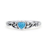 Celtic Heart Oxidized Thumb Ring Statement Fashion Ring Lab Created Opal 925 Sterling Silver