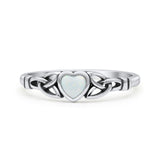 Celtic Heart Oxidized Thumb Ring Statement Fashion Ring Lab Created Opal 925 Sterling Silver