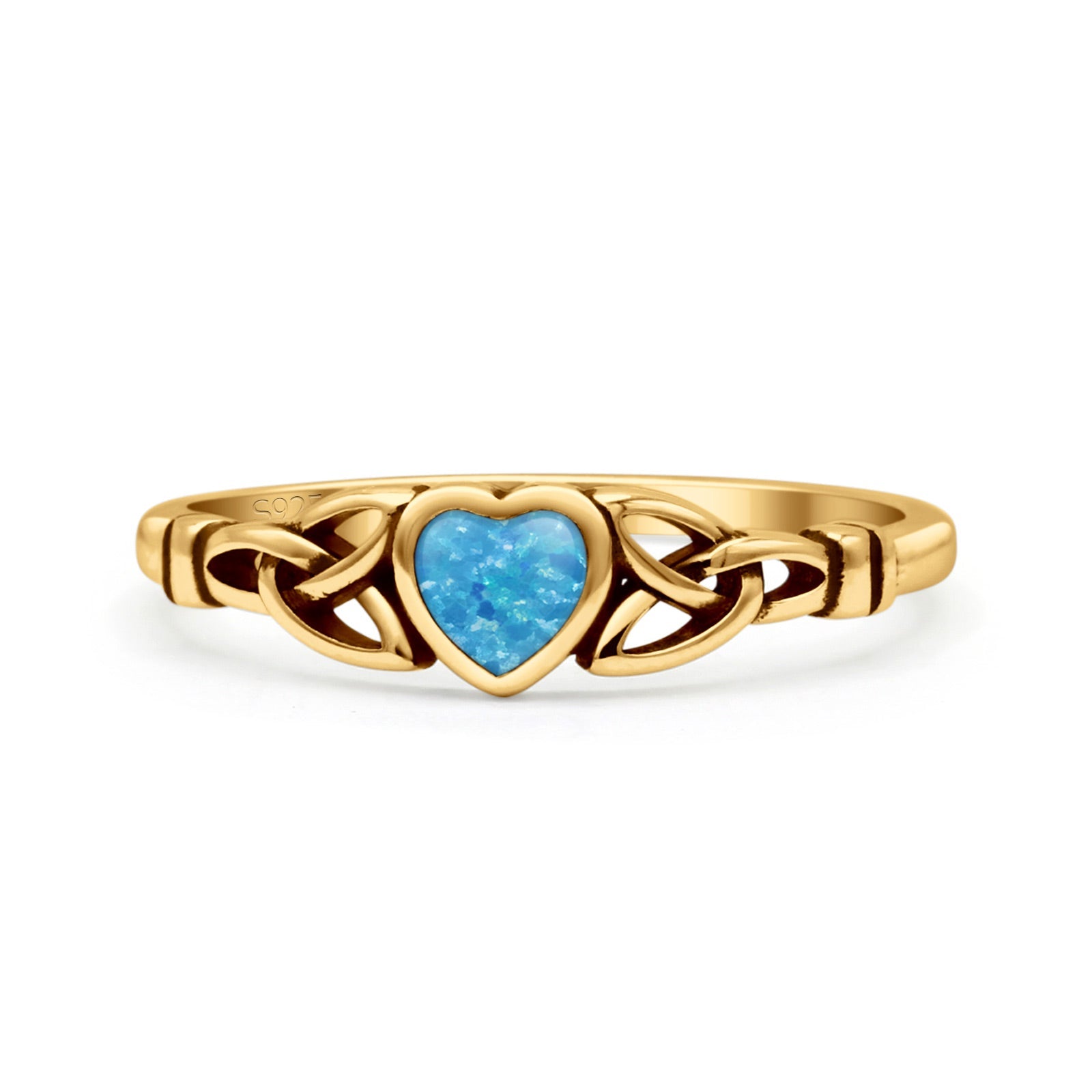 Celtic Heart Oxidized Thumb Ring Statement Fashion Ring Lab Created Opal 925 Sterling Silver