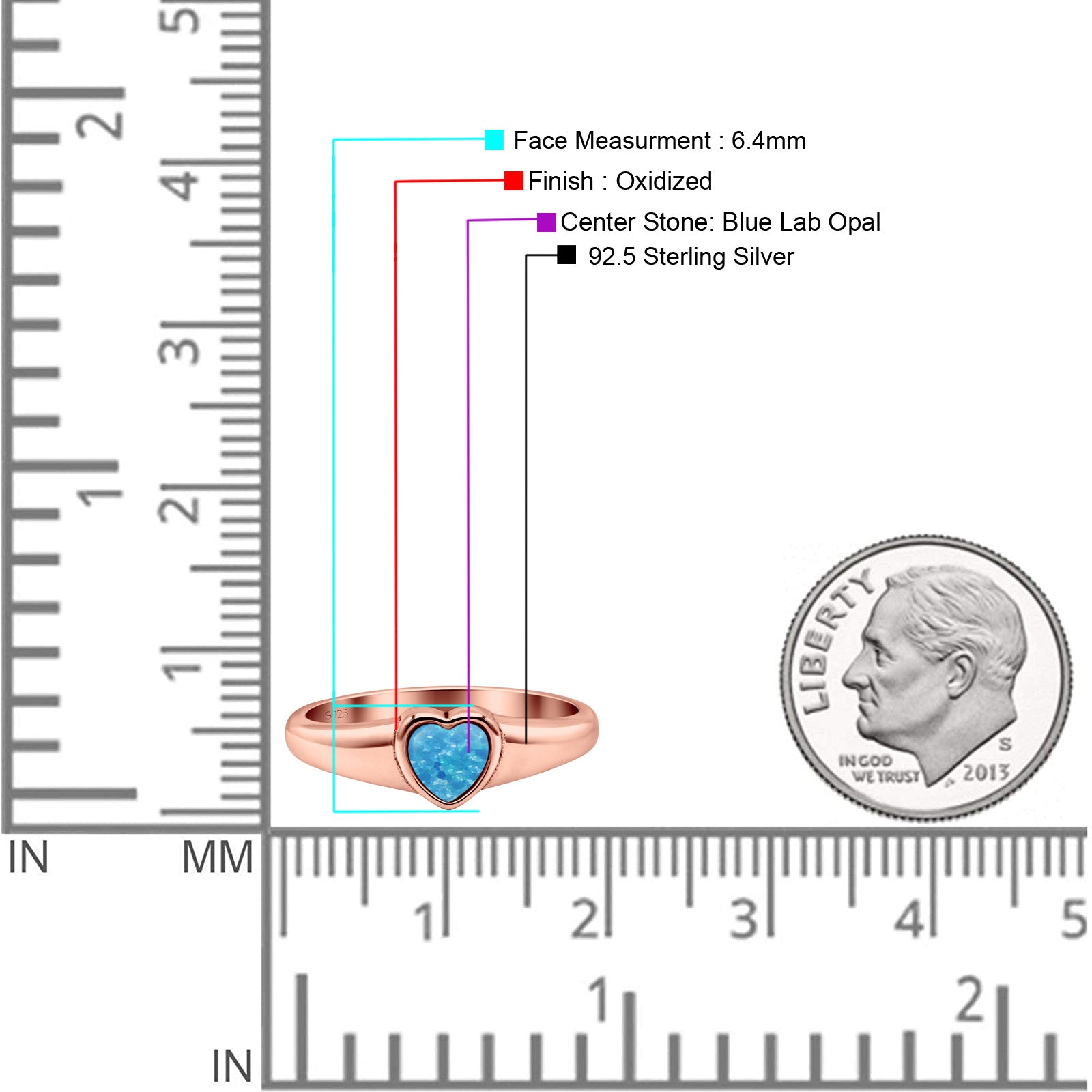 Heart Oxidized Thumb Ring Statement Fashion Ring Lab Created Opal 925 Sterling Silver