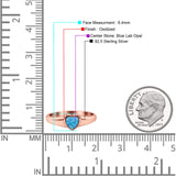 Heart Oxidized Thumb Ring Statement Fashion Ring Lab Created Opal 925 Sterling Silver