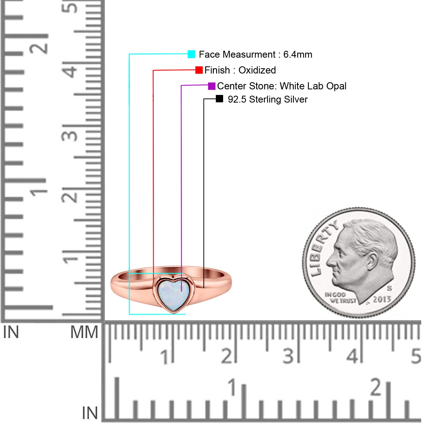 Heart Oxidized Thumb Ring Statement Fashion Ring Lab Created Opal 925 Sterling Silver
