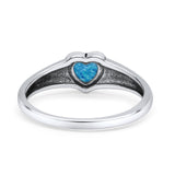 Heart Oxidized Thumb Ring Statement Fashion Ring Lab Created Opal 925 Sterling Silver