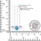 Heart Oxidized Thumb Ring Statement Fashion Ring Lab Created Opal 925 Sterling Silver