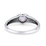 Heart Oxidized Thumb Ring Statement Fashion Ring Lab Created Opal 925 Sterling Silver