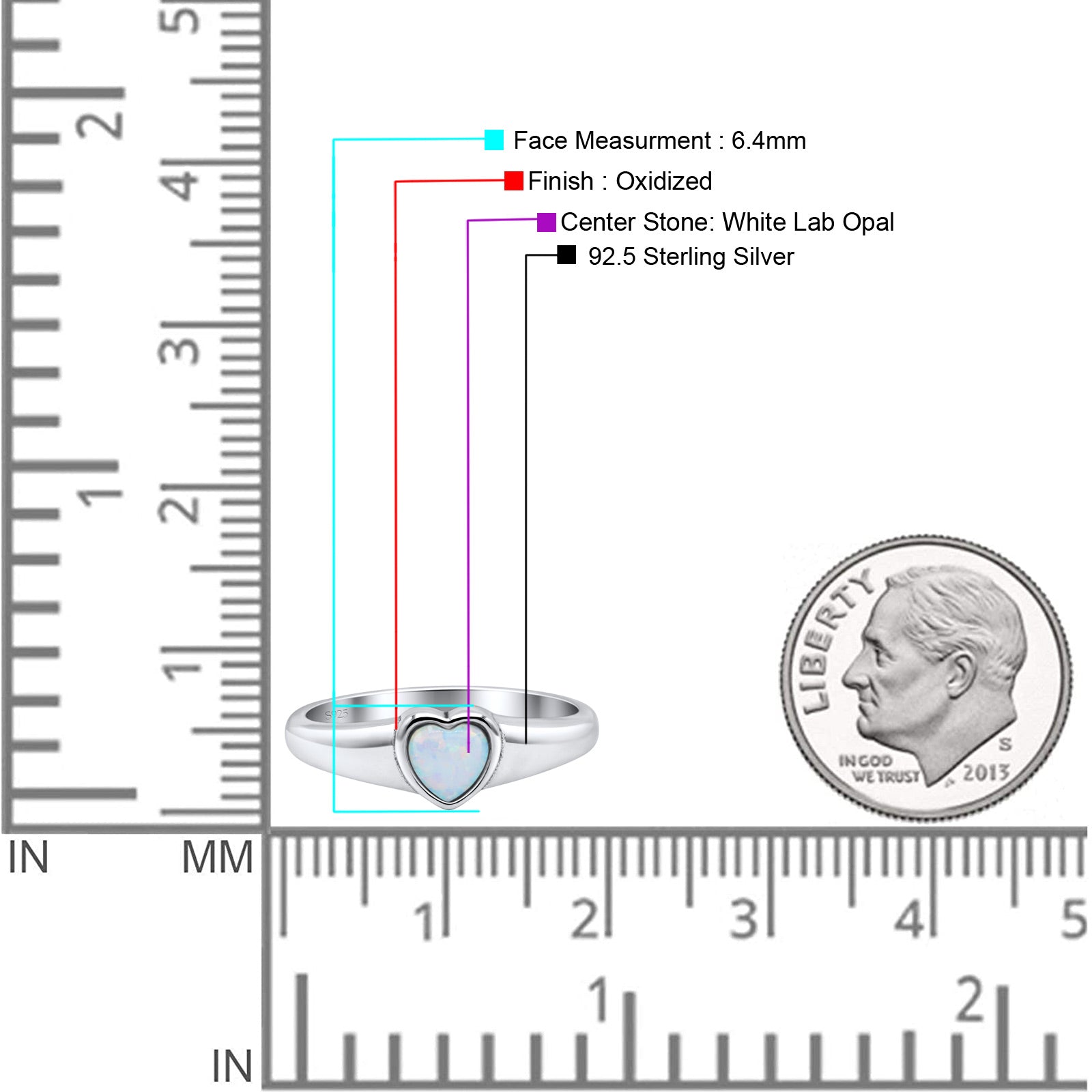 Heart Oxidized Thumb Ring Statement Fashion Ring Lab Created Opal 925 Sterling Silver