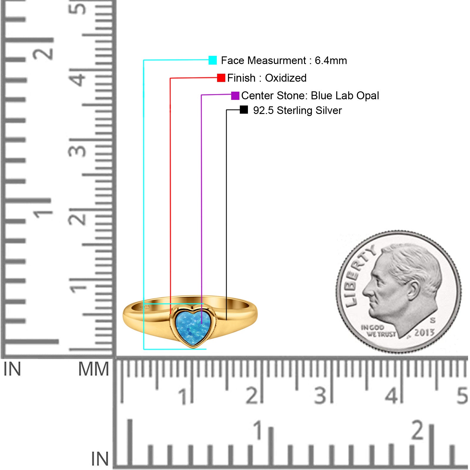 Heart Oxidized Thumb Ring Statement Fashion Ring Lab Created Opal 925 Sterling Silver
