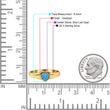 Heart Oxidized Thumb Ring Statement Fashion Ring Lab Created Opal 925 Sterling Silver