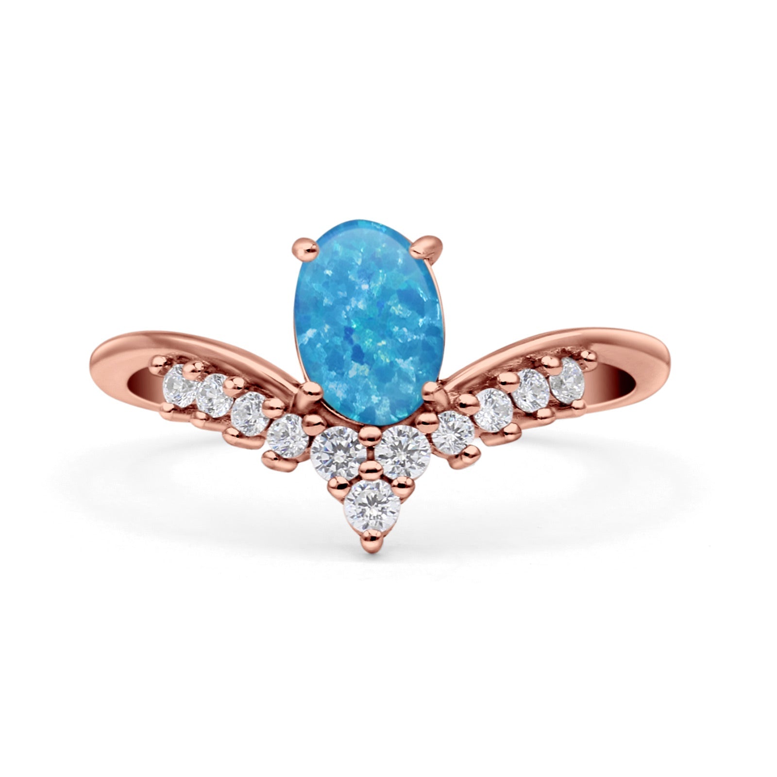 V Midi Chevron Oval Rhodium Plated Thumb Ring Statement Fashion Ring Lab Created Opal 925 Sterling Silver