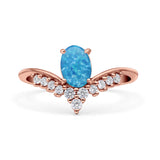 V Midi Chevron Oval Rhodium Plated Thumb Ring Statement Fashion Ring Lab Created Opal 925 Sterling Silver