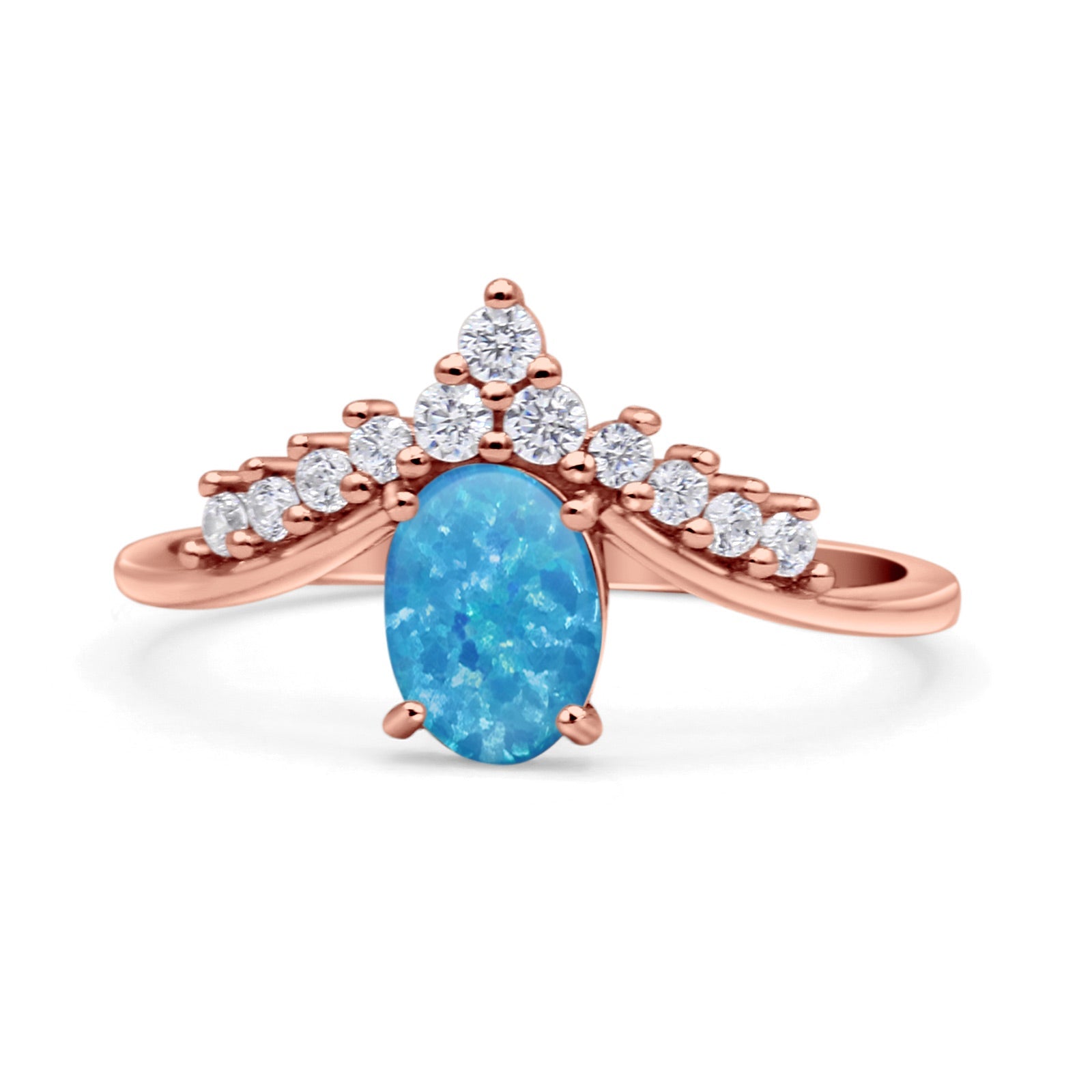 V Midi Chevron Oval Rhodium Plated Thumb Ring Statement Fashion Ring Lab Created Opal 925 Sterling Silver