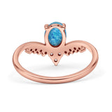 V Midi Chevron Oval Rhodium Plated Thumb Ring Statement Fashion Ring Lab Created Opal 925 Sterling Silver