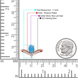 V Midi Chevron Oval Rhodium Plated Thumb Ring Statement Fashion Ring Lab Created Opal 925 Sterling Silver