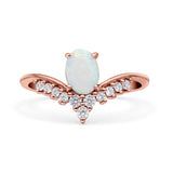 V Midi Chevron Oval Rhodium Plated Thumb Ring Statement Fashion Ring Lab Created Opal 925 Sterling Silver