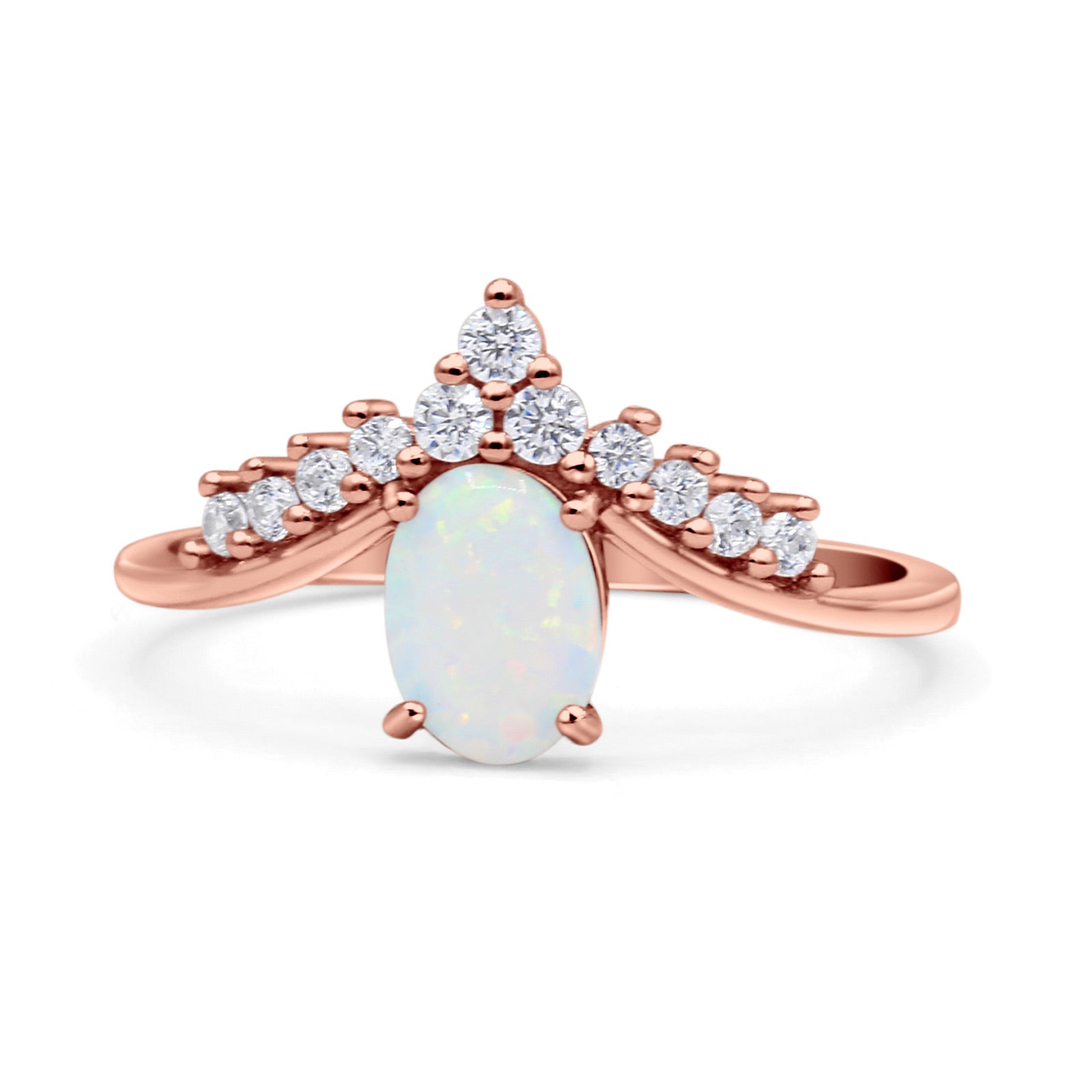 V Midi Chevron Oval Rhodium Plated Thumb Ring Statement Fashion Ring Lab Created Opal 925 Sterling Silver