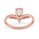 V Midi Chevron Oval Rhodium Plated Thumb Ring Statement Fashion Ring Lab Created Opal 925 Sterling Silver