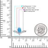 V Midi Chevron Oval Rhodium Plated Thumb Ring Statement Fashion Ring Lab Created Opal 925 Sterling Silver