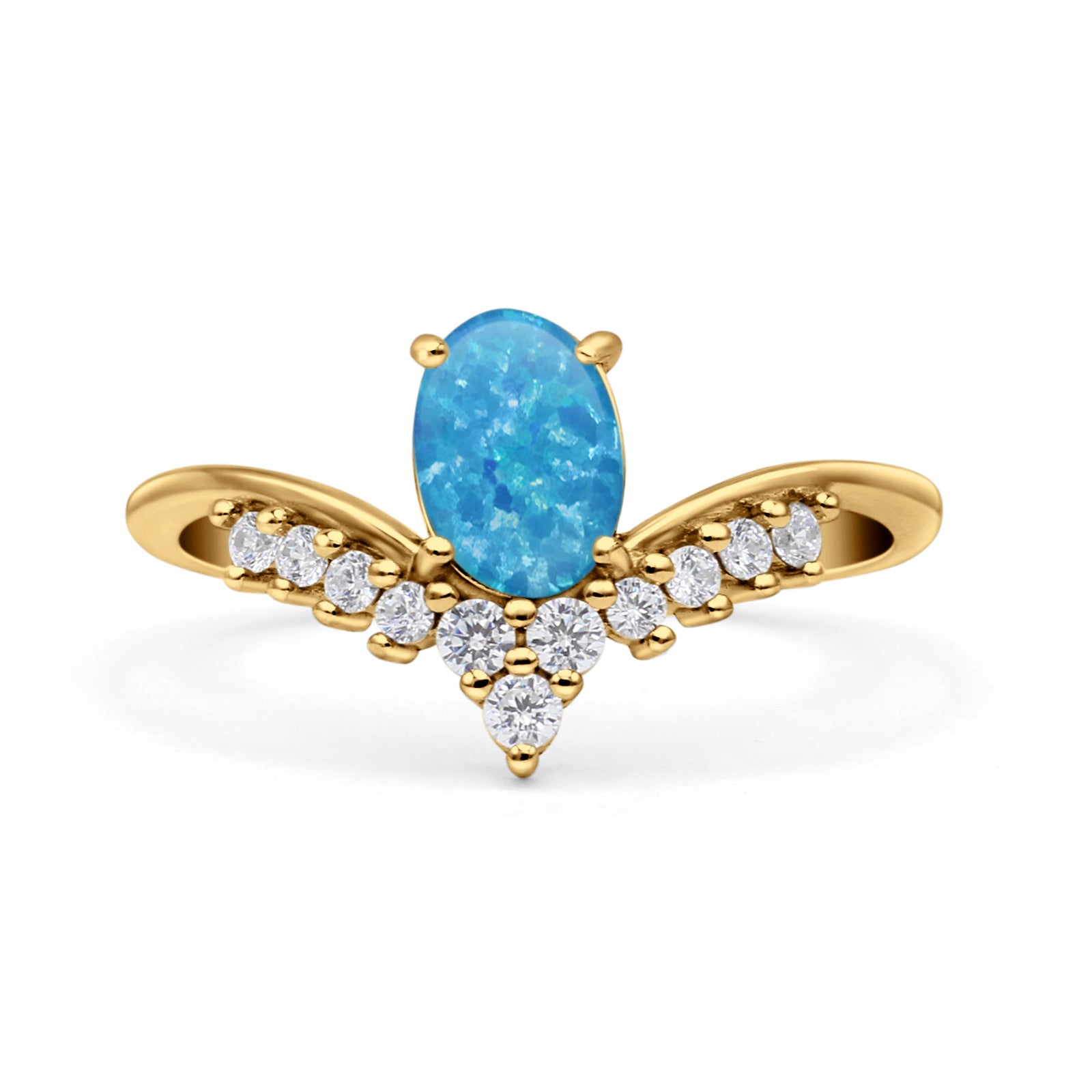 V Midi Chevron Oval Rhodium Plated Thumb Ring Statement Fashion Ring Lab Created Opal 925 Sterling Silver