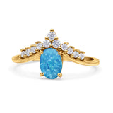 V Midi Chevron Oval Rhodium Plated Thumb Ring Statement Fashion Ring Lab Created Opal 925 Sterling Silver