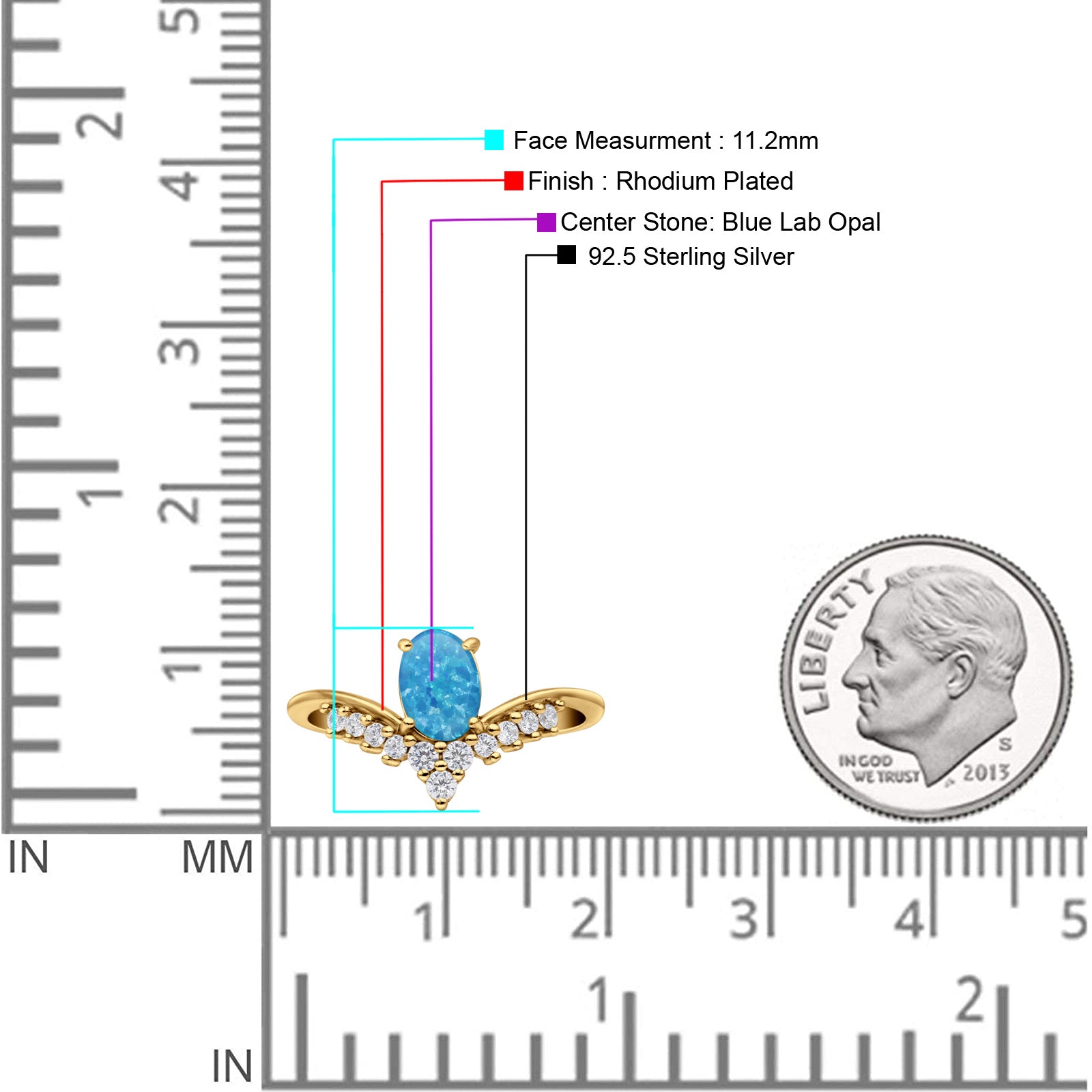 V Midi Chevron Oval Rhodium Plated Thumb Ring Statement Fashion Ring Lab Created Opal 925 Sterling Silver