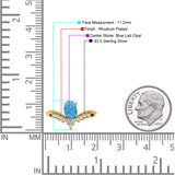 V Midi Chevron Oval Rhodium Plated Thumb Ring Statement Fashion Ring Lab Created Opal 925 Sterling Silver