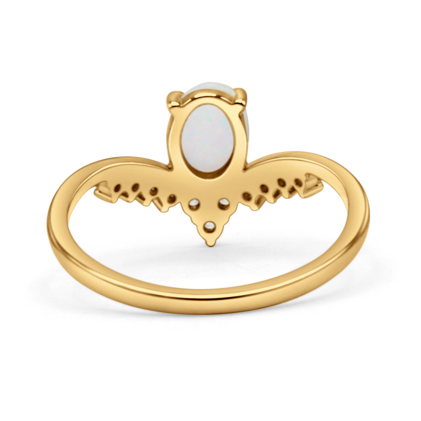 V Midi Chevron Oval Rhodium Plated Thumb Ring Statement Fashion Ring Lab Created Opal 925 Sterling Silver