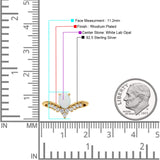 V Midi Chevron Oval Rhodium Plated Thumb Ring Statement Fashion Ring Lab Created Opal 925 Sterling Silver