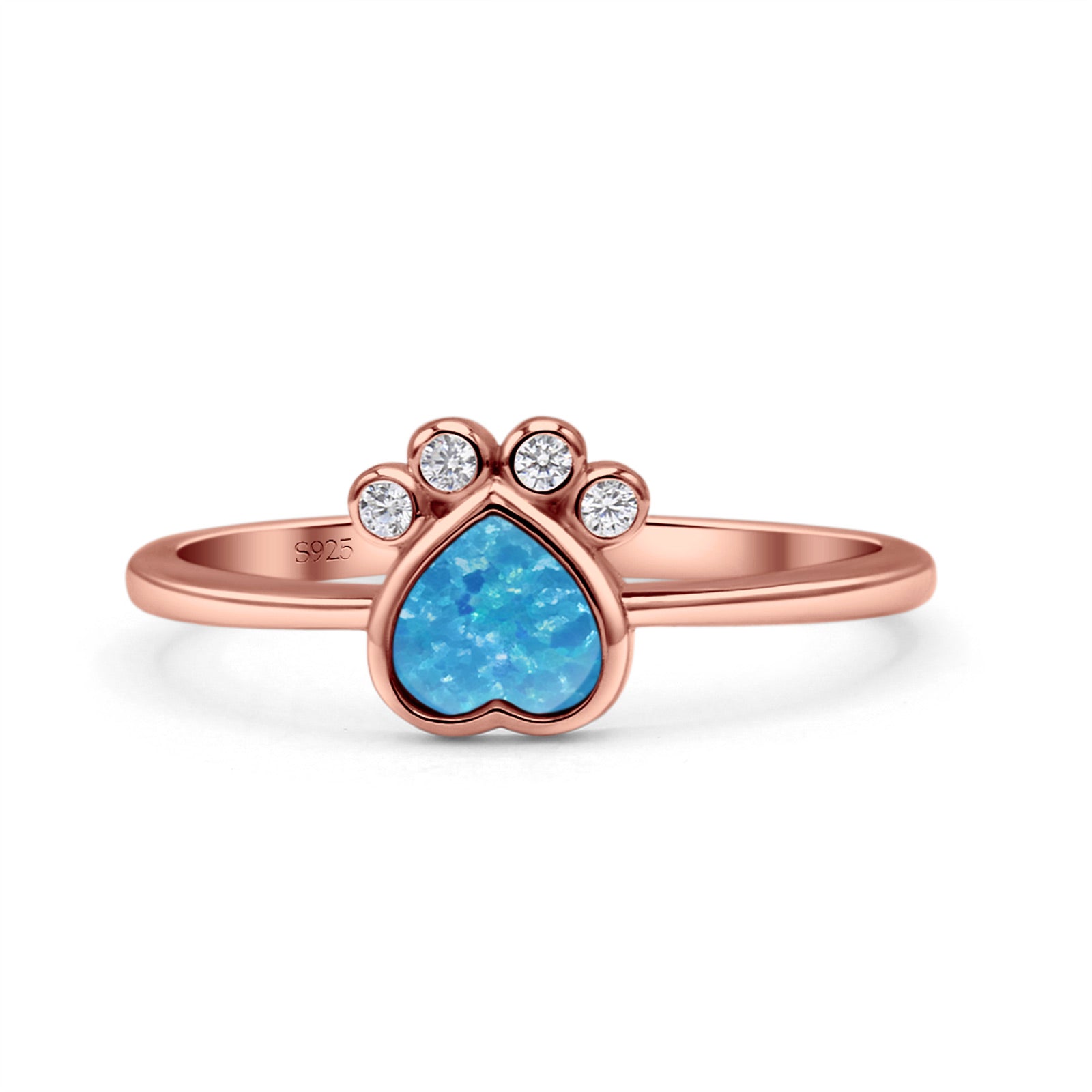 Heart Fashion Petite Dainty Thumb Statement Ring Lab Created Opal Simulated CZ 925 Sterling Silver