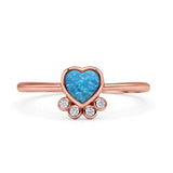 Heart Fashion Petite Dainty Thumb Statement Ring Lab Created Opal Simulated CZ 925 Sterling Silver