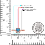 Heart Fashion Petite Dainty Thumb Statement Ring Lab Created Opal Simulated CZ 925 Sterling Silver