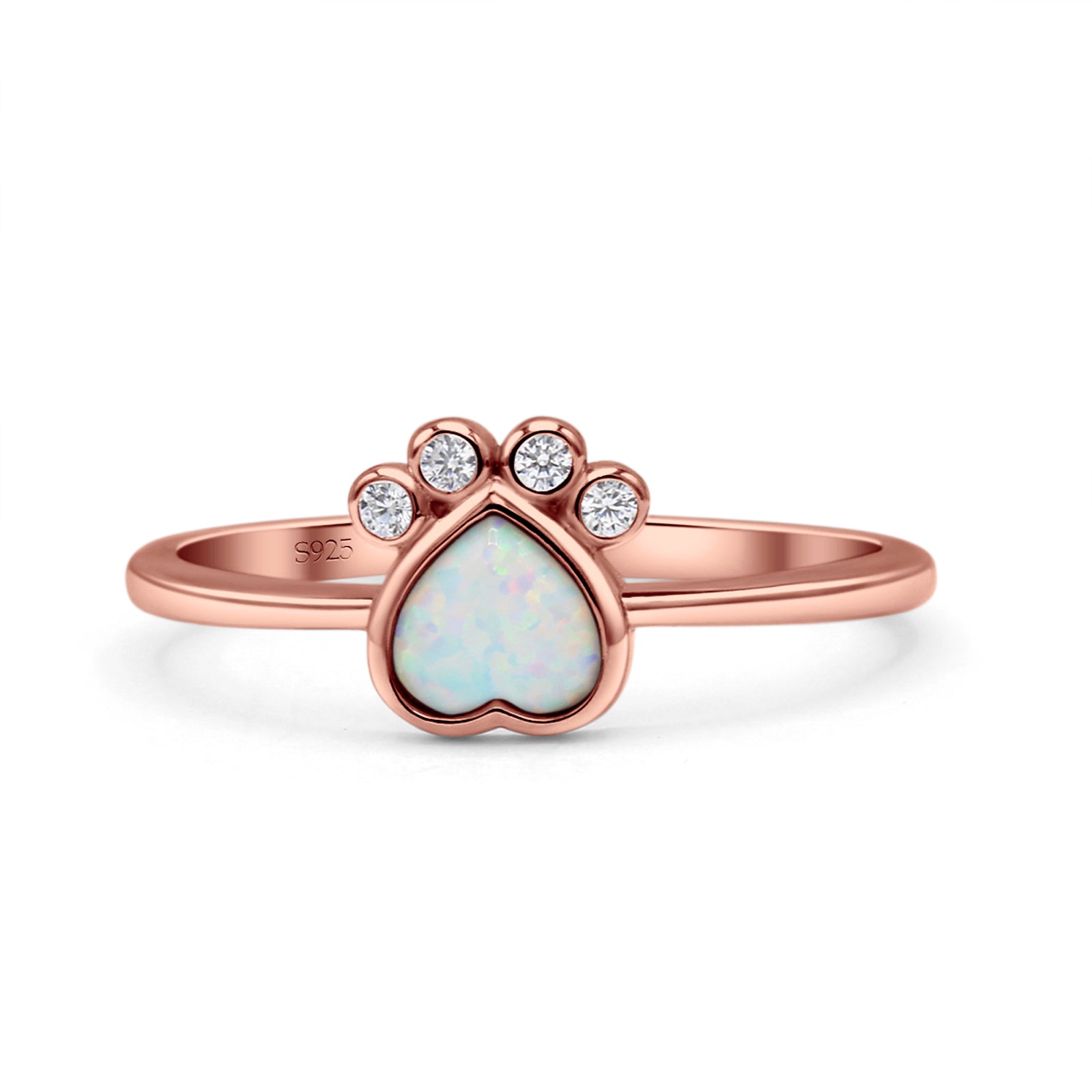 Heart Fashion Petite Dainty Thumb Statement Ring Lab Created Opal Simulated CZ 925 Sterling Silver