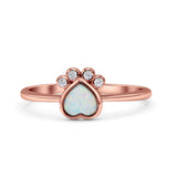 Heart Fashion Petite Dainty Thumb Statement Ring Lab Created Opal Simulated CZ 925 Sterling Silver