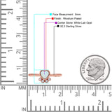 Heart Fashion Petite Dainty Thumb Statement Ring Lab Created Opal Simulated CZ 925 Sterling Silver