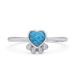 Heart Fashion Petite Dainty Thumb Statement Ring Lab Created Opal Simulated CZ 925 Sterling Silver